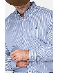 Cinch Men's Royal Blue Striped Western Shirt - Big & Tall
