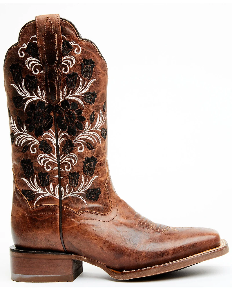 Dan Post Women's Athena Floral Embroidered Western Performance Boots - Broad Square Toe