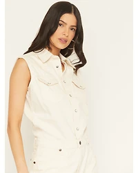 Wrangler Women's Sleeveless Snap Denim Mini Dress