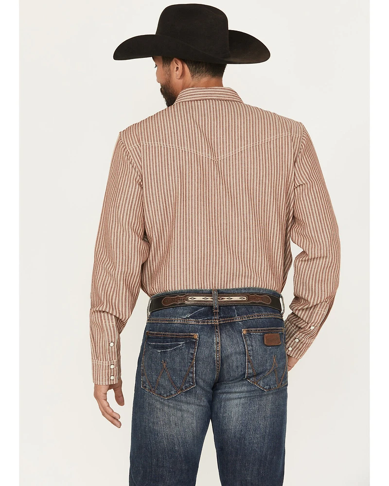 Blue Ranchwear Men's Desert Rose Striped Long Sleeve Snap Western Shirt