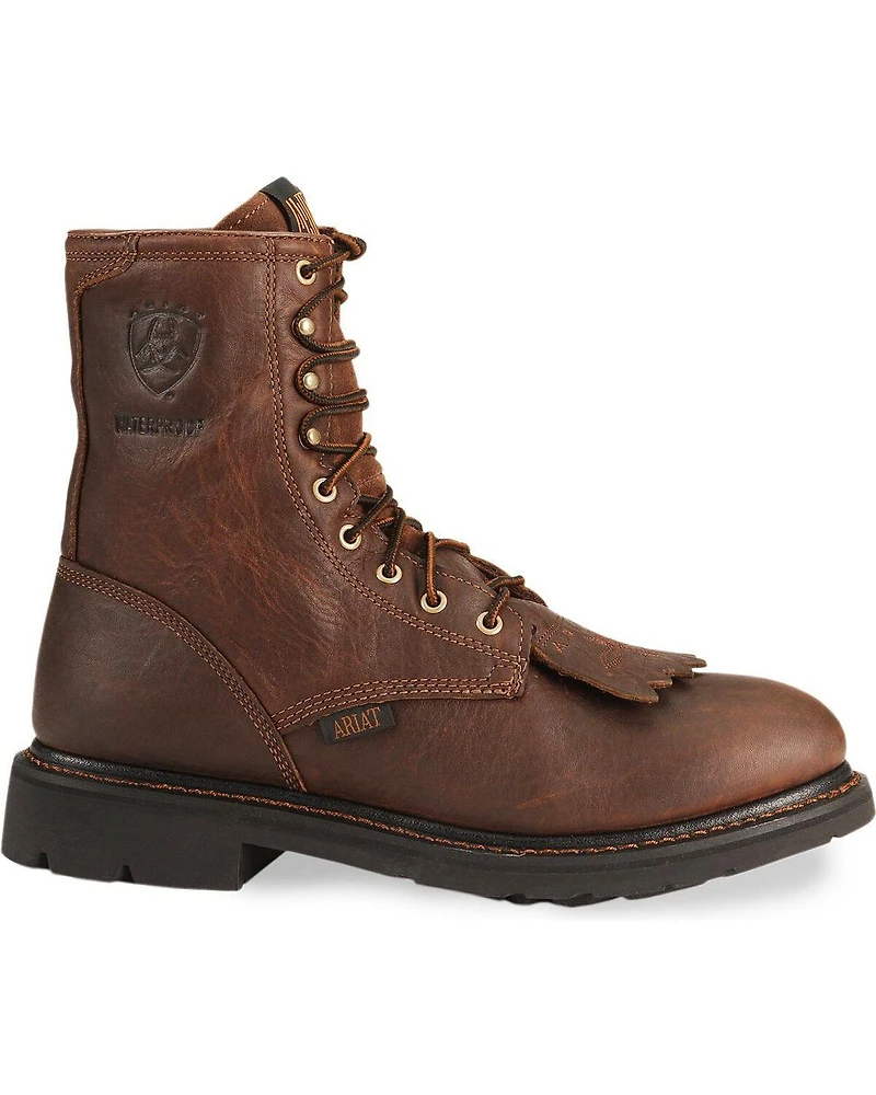 Ariat Waterproof Cascade H20 8" Lace-Up Work Boots - Round Soft Toe