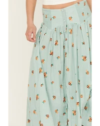Rock & Roll Denim Women's Floral Print Button-Down Midi Skirt