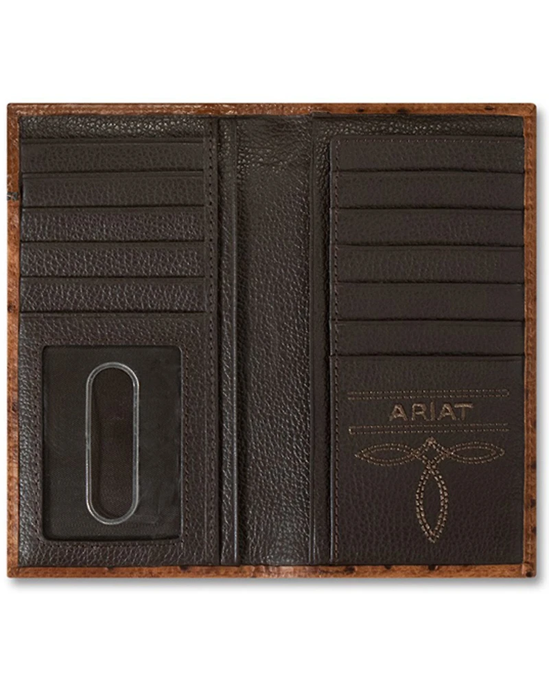 Ariat Men's Rodeo Ostrich Print Floral Embossed Wallet