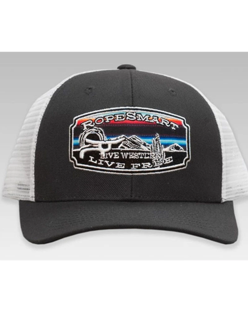 Ropesmart Men's Gray Serape Live Free Embroidered Patch Mesh-Back Ball Cap