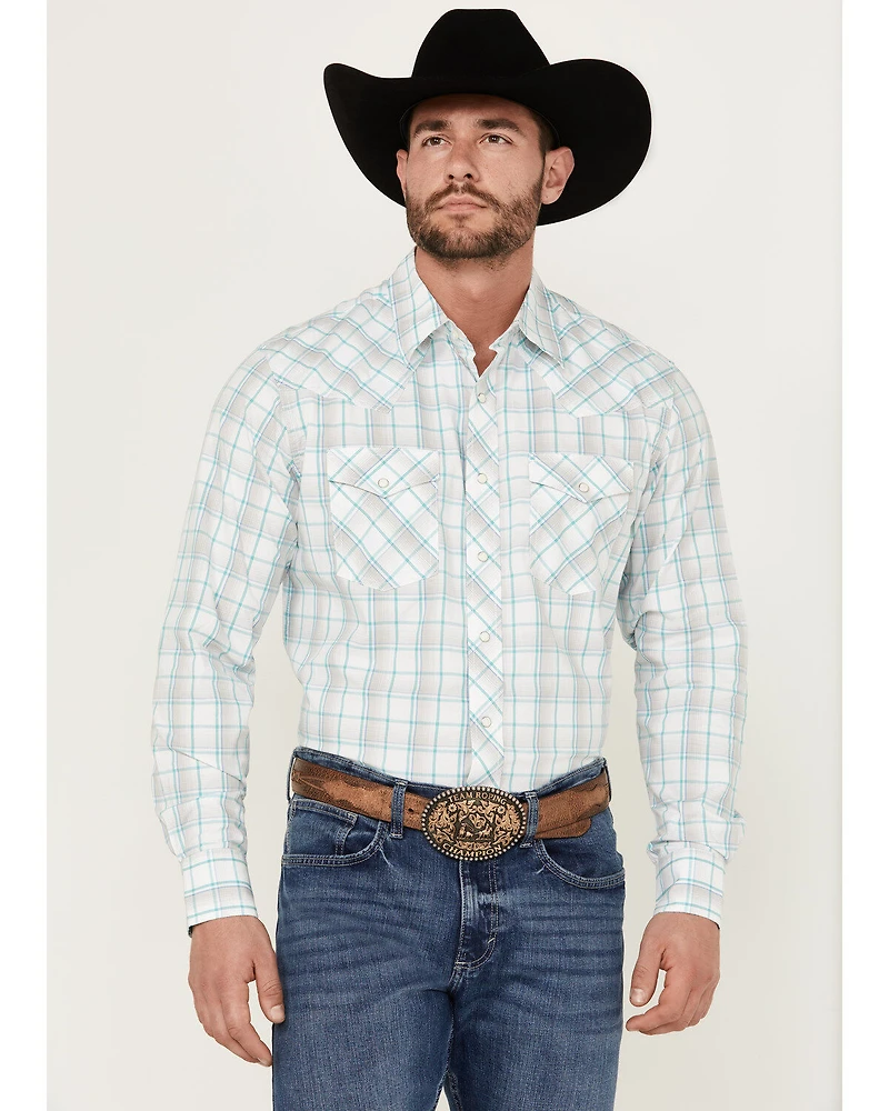 Wrangler 20X Men's Advanced Comfort Plaid Print Long Sleeve Snap Stretch Western Shirt