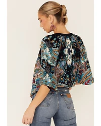 Bila Women's Boho Border Print V-Neckline Top