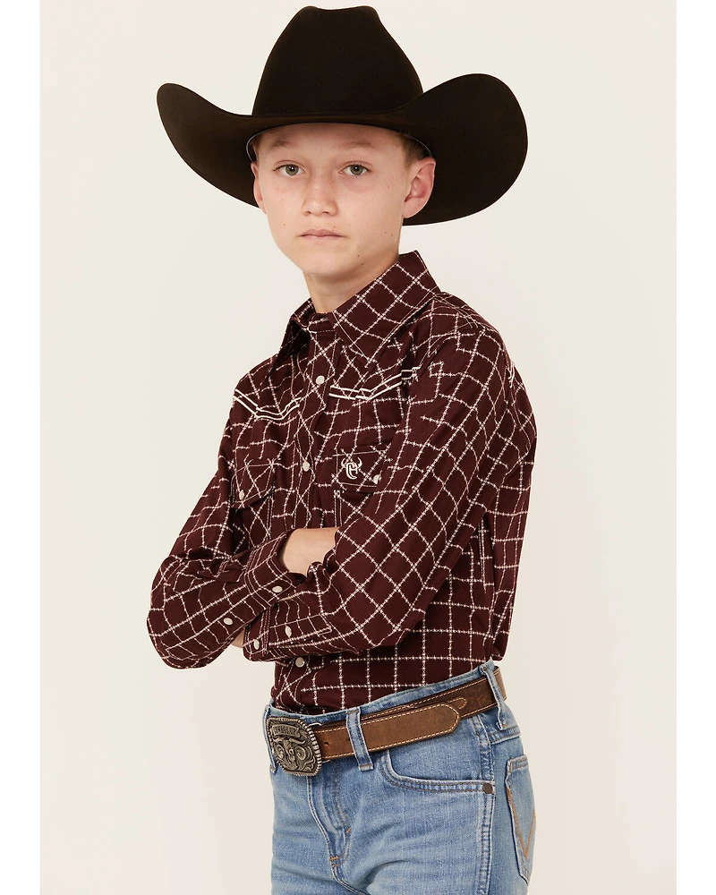Cowboy Hardware Boys' Barbed Wire Long Sleeve Snap Western Shirt