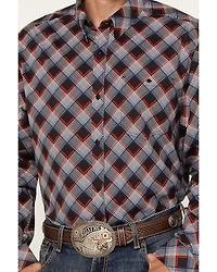 RANK 45® Men's Saddle Abstract Plaid Print Long Sleeve Button-Down Western Shirt