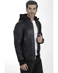 Frye Men's Racer Zip-Up Hooded Leather Jacket