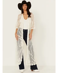 Shyanne Women's Long Knit Lace Kimono