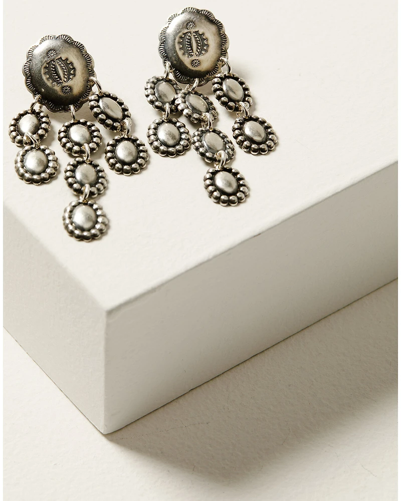 Paige Wallace Women's Silver Concho Dangle Earrings