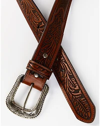 Cody James Men's Ostrich Print Tooled Belt