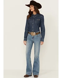 Rock & Roll Denim Women's Light Wash Mid Rise Trouser Stretch Jeans