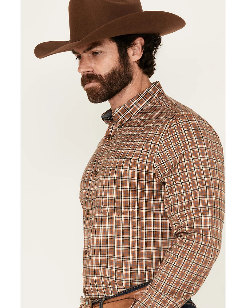 Cody James Men's Adkins Plaid Print Long Sleeve Button-Down Stretch Western Shirt - Tall
