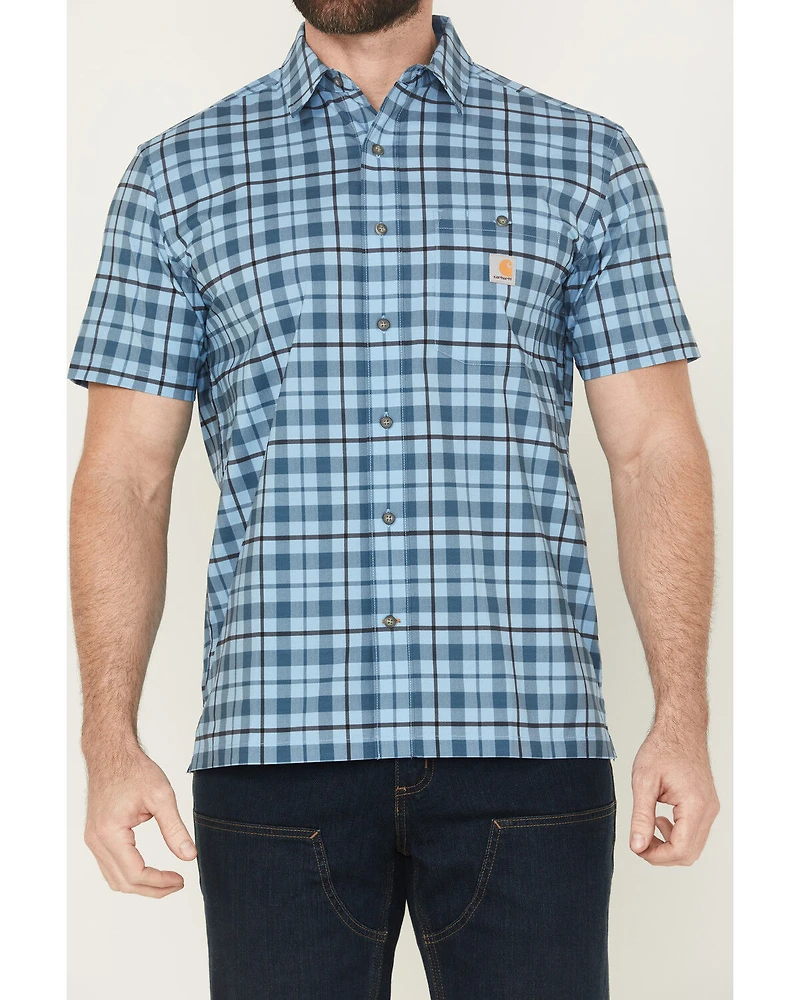 Carhartt Men's Force Sun Defender™ Relaxed Fit Lightweight Plaid Print Short Sleeve Button-Down Work Shirt