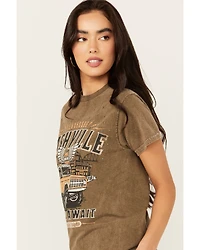 Youth Revolt Women's Nashville Embellished Car Short Sleeve Graphic Tee