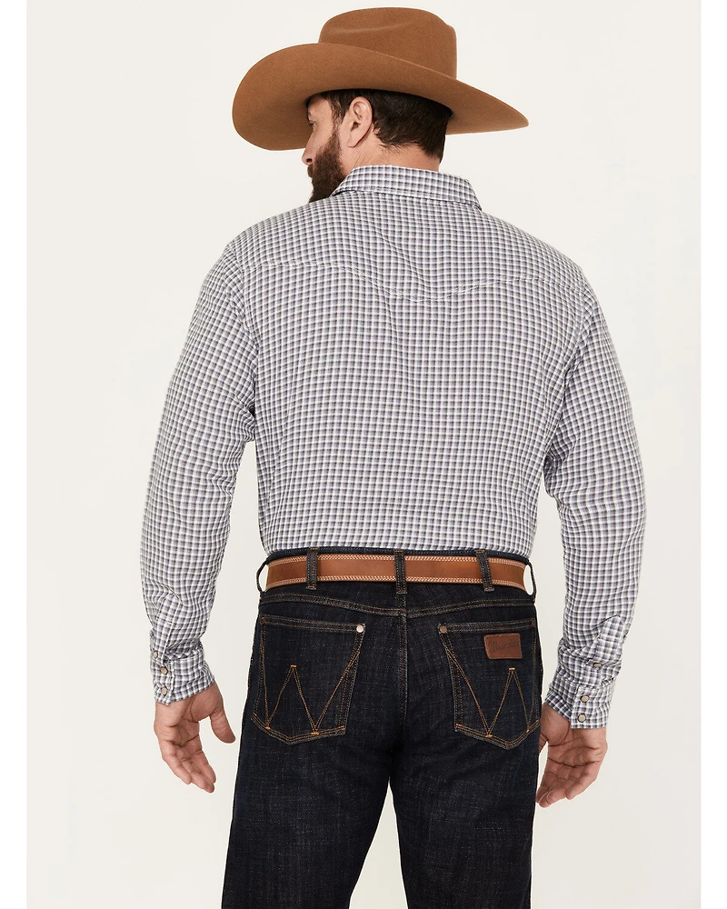 Blue Ranchwear Men's Rawlins Plaid Print Long Sleeve Western Pearl Snap Shirt