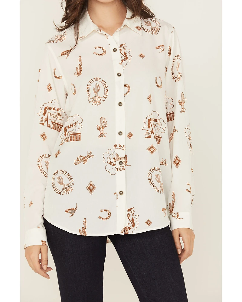 Ariat Women's Homestyle Conversation Print Long Sleeve Button-Down Shirt