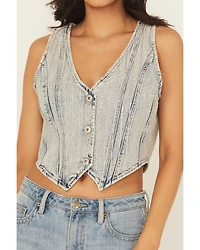 Blue B Women's Rhinestone Button-Down Vest