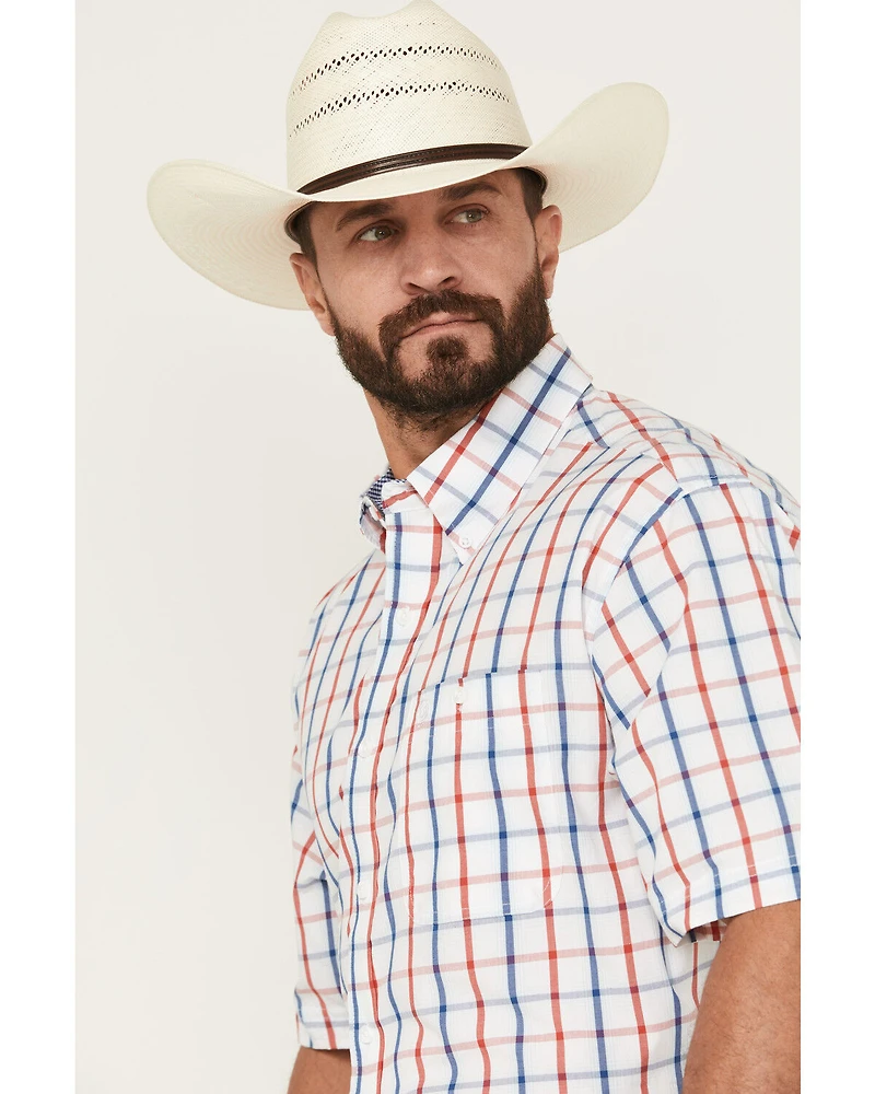 George Strait by Wrangler Men's Plaid Print Short Sleeve Button-Down Western Shirt - Big