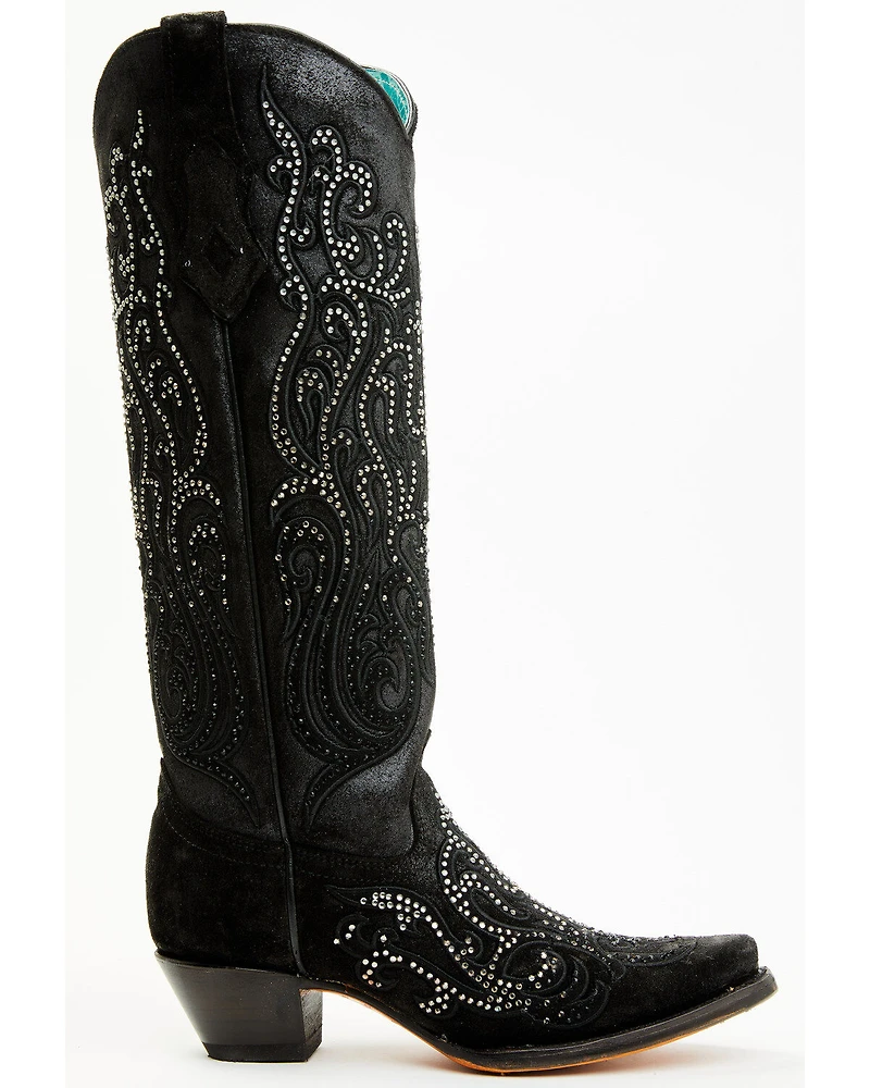Corral Women's Crystal Embroidered Tall Western Boots - Snip Toe