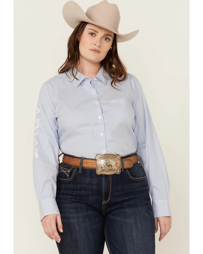 Ariat Women's Striped Team Kirby Long Sleeve Button-Down Stretch Western Shirt - Plus