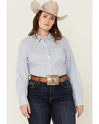 Ariat Women's Striped Team Kirby Long Sleeve Button-Down Stretch Western Shirt - Plus
