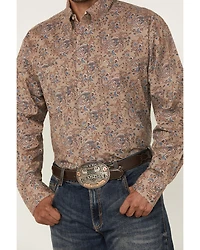 George Strait by Wrangler Men's Paisley Print Long Sleeve Button-Down Stretch Western Shirt