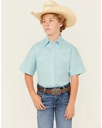 Panhandle Boys' Geo Print Short Sleeve Snap Western Shirt