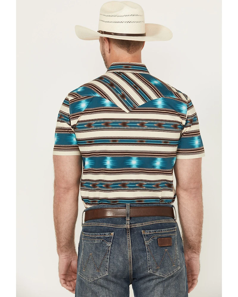Rock & Roll Denim Men's Southwestern Striped Short Sleeve Snap Stretch Western Shirt