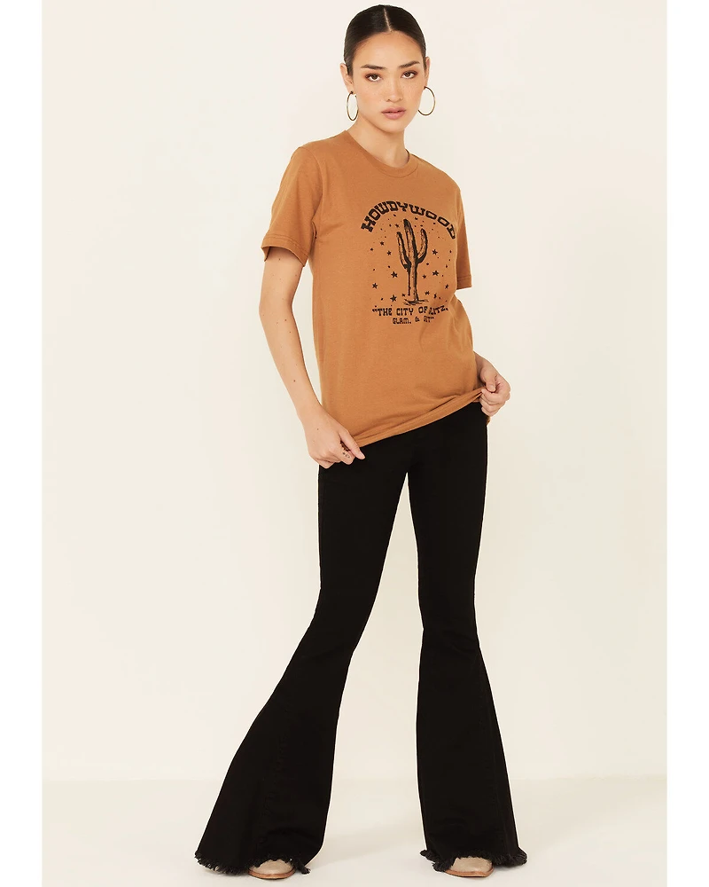 Ali Dee Women's Camel Howdywood Graphic Short Sleeve Tee