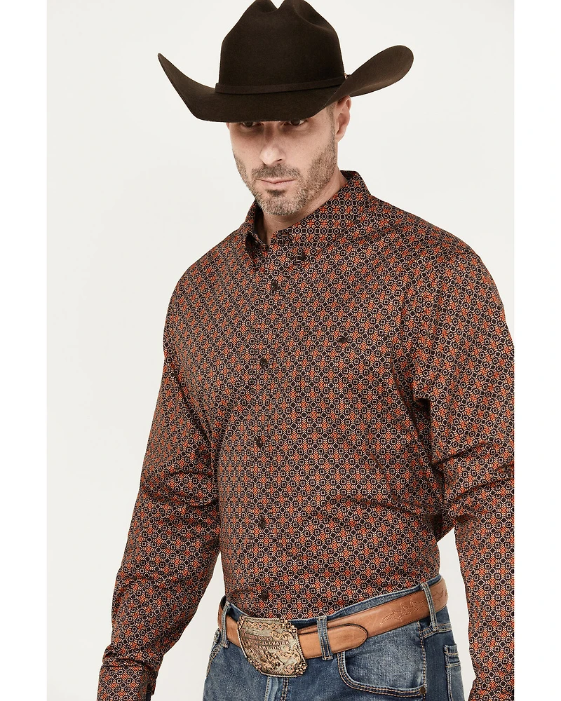 RANK 45® Men's Floral Medallion Print Long Sleeve Button-Down Western Shirt