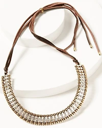 Shyanne Women's Summer Moon Antique Gold Adjustable Rhinestone Necklace