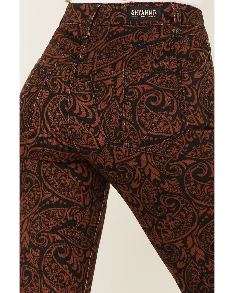 Shyanne Women's Paisley Print Super Flare Jeans