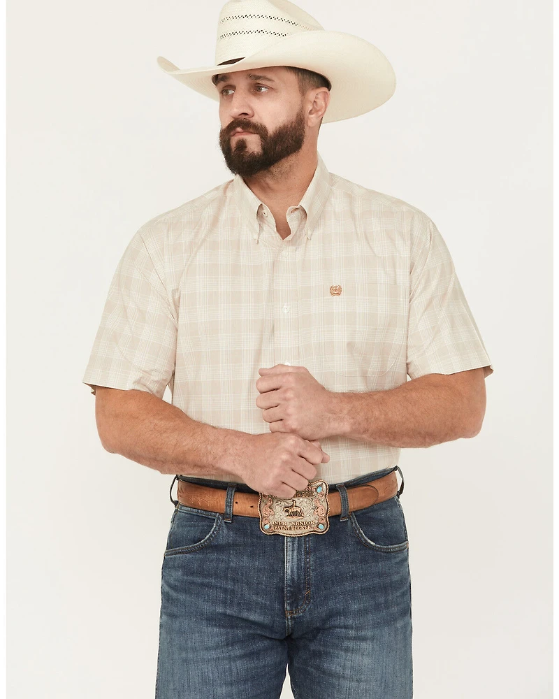 Cinch Men's Plaid Print Short Sleeve Button-Down Western Shirt