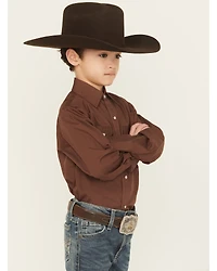 Ely Walker Boys' Solid Long Sleeve Pearl Snap Western Shirt