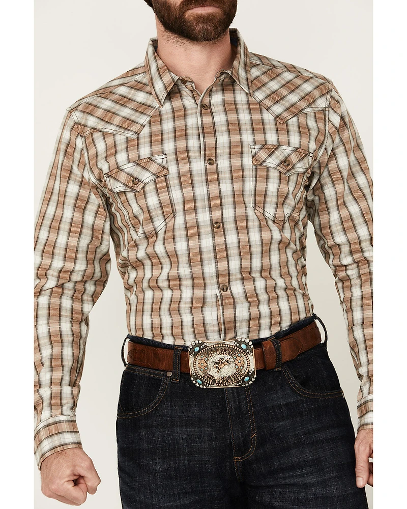 Cody James Men's Last Hurdle Plaid Print Long Sleeve Button-Down Stretch Western Shirt