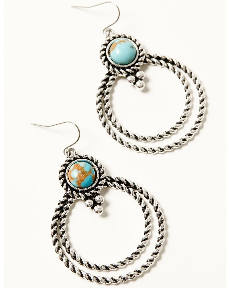 Shyanne Women's Double Hoop Turquoise-Toned Earrings