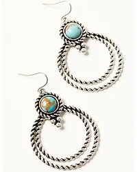 Shyanne Women's Double Hoop Turquoise-Toned Earrings