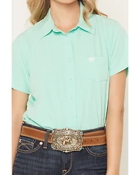 Cinch Women's Solid ArenaFlex Short Sleeve Button-Down Stretch Western Shirt