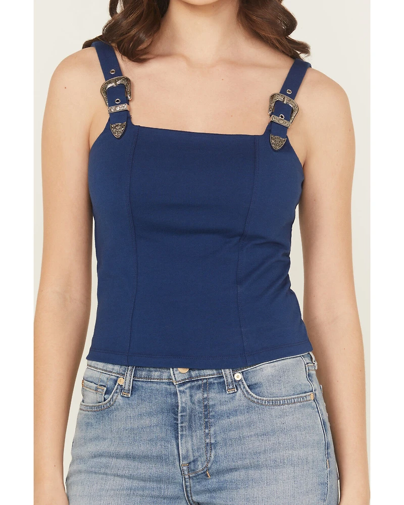Rock & Roll Denim Women's Square Neck Buckle Tank