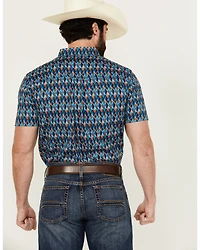 RANK 45® Men's Weststamp Southwestern Geo Print Short Sleeve Button-Down Stretch Western Shirt