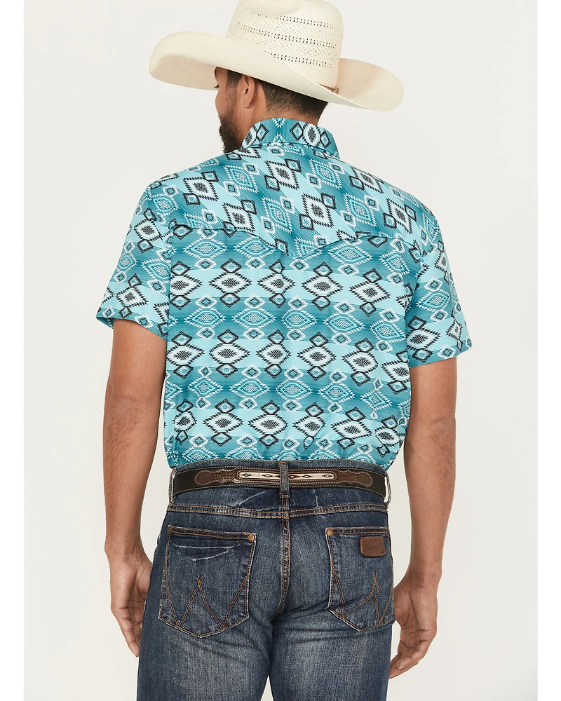 Rock & Roll Denim Men's TEK Southwestern Print Short Sleeve Snap Western Shirt