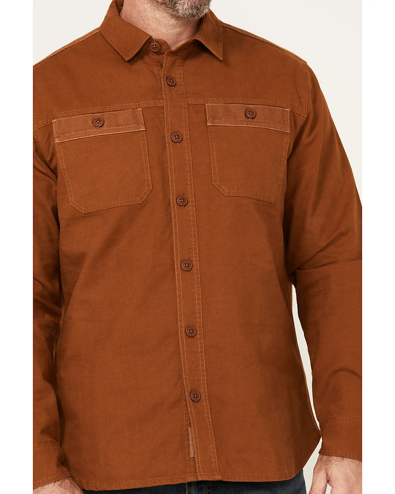 Lucky Brand Workwear Men's Solid Slub Canvas Long Sleeve Button-Down Work Shirt