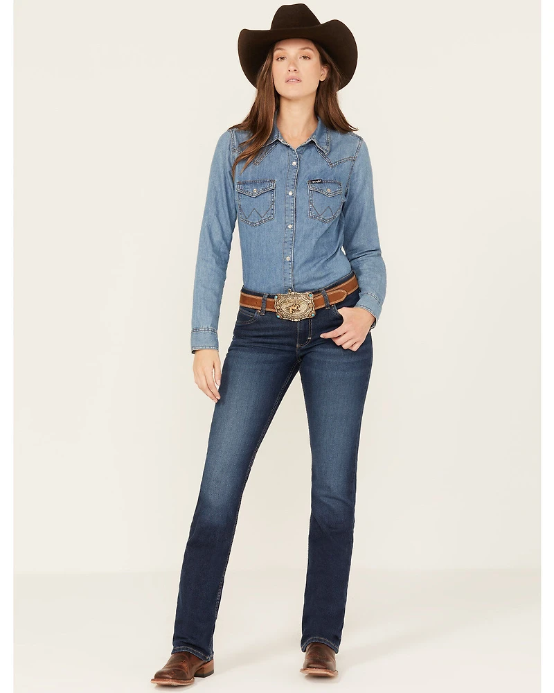Wrangler Retro Women's Dark Wash Mid Rise Stretch Bootcut Jeans