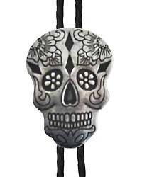 AndWest Men's Silver Day Of The Dead Bolo