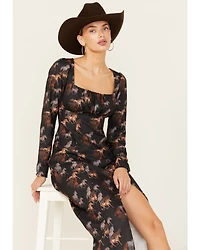 Rock & Roll Denim Women's Horse Print Midi Dress