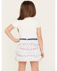 Shyanne Girls' Printed Skirt Set - with Graphic Tee