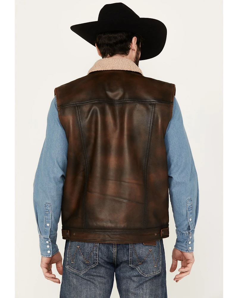 Cripple Creek Men's Sherpa Lined Leather Vest