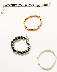 Shyanne Women's Braided Concho Cow Print Beaded Bracelet Set - 4-Piece